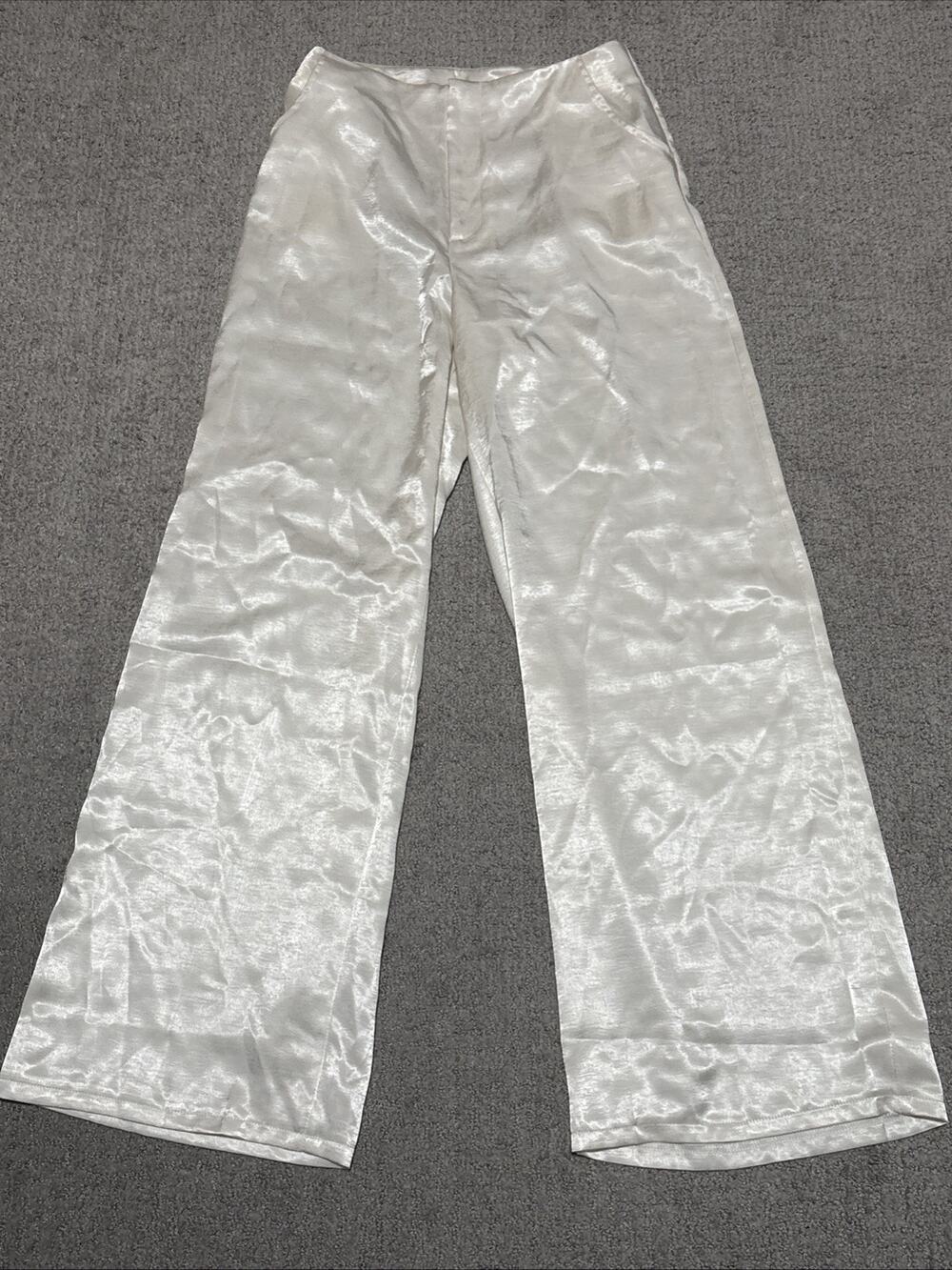 SHEIN BAE Elegant High-Waisted Wide-Leg Satin Pants Size Small NWOT
